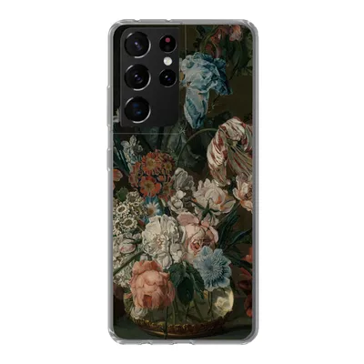 Produktbild von MuchoWow® Handyhülle Schutzhülle Hülle für Samsung Galaxy S21 Ultra Stilleben mit Blumen - Gemälde von Cornelia van der Mijn Silikon Softcase Handy Hülle - Mobiltelefon