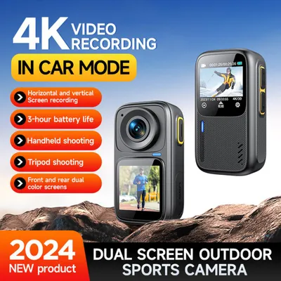 Obrázek produktu pro Yctze 4K WiFi akční kamera, dvě barevné obrazovky, 6osá outdoorová sportovní kamera s ochranou proti otřesům, dobrodružná kamera s 30M vodotěsným pouzdrem pro surfování, potápění, živé vysílání