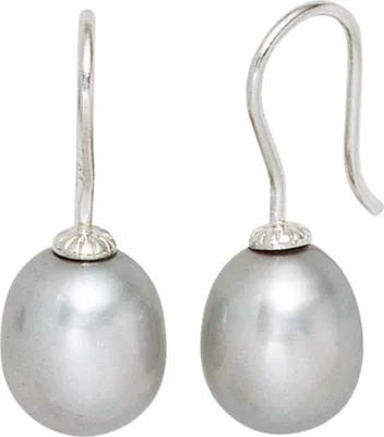 Produktbild von JOBO Ohrhänger 925 Sterling Silber rhodiniert 2 graue Süßwasser Perlen Ohrringe