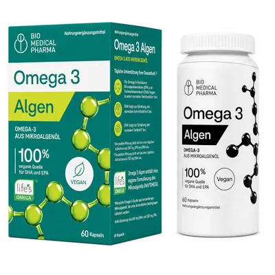 Produktbild von Omega 3 Vegan Algenöl Kapseln – 600 mg DHA + 200 mg EPA pro Tagesdosis – life'sOMEGA Algenöl – Hochdosiert, Ohne Zusätze, Kein Fischiger Nachgeschmack