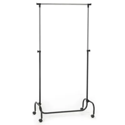 Produktbild von Garderobenwagen Kleiderständer Rollgarderobe Garderobenständer TIGER schwarz, mit höhenverstellbarer verchromte Kleiderstange