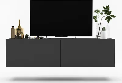 Produktbild von Hängende TV-Schrank Enjoy Fernsehschrank Loft Style Zweitürig Hängend Modern Lindner Möbel 120cm x 30cm x 35cm Farbe: Graphit matt - Graphit matt
