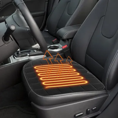 Productafbeelding van Eikuavons: Autostoelverwarming, 1 stuk, 45x45 cm. Kleine, verwarmbare stoelverwarming voor de voorstoel, 12V, 2 warmtestanden, thermische beveiliging, zwart
