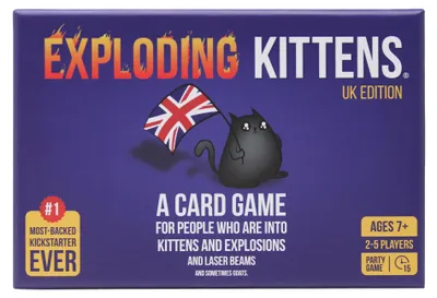 Zdjęcie produktu dla Exploding Kittens, edycja brytyjska, gra karciana dla 2-5 graczy, wiek 7+