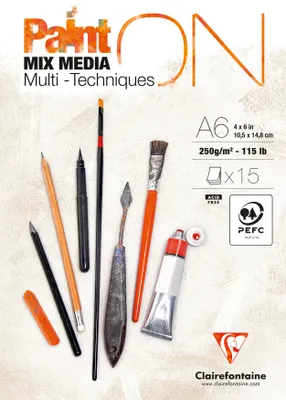 Produktbild von Clairefontaine Paint'On Skizzenbuch 15 A6 250 g
