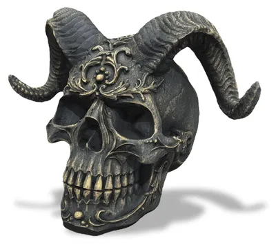 Dämonen-Schädel Statue 14 cm, Harz, Gothic Dekoration