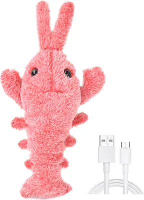 Produktbild von Interaktives Hundespielzeug mit schlapprigem Hummer, wiederaufladbar über USB, Vibrationsmodi, Katzenspielzeug, elektrisch, realistisch, wedelndes Hummerspielzeug, Katzenminze, hinzufügbar, stressabbauendes Haustiergeschenk