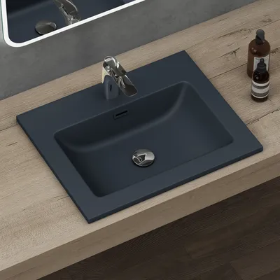 Produktbild von doporro Waschbecken Einbauwaschbecken mineralguss 60x48x12 cm Design Einbauwaschbecken anthrazit matt, Waschbecken, Waschtisch, Handwaschbecken Col02