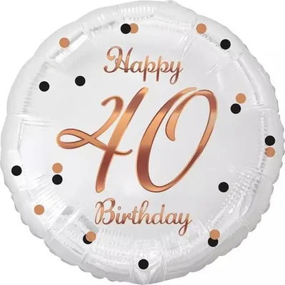 Zdjęcie produktu dla Balon foliowy Happy 40 Birthday biały 45cm
