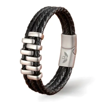 Produktbild von Leder Armband TRIPLE LAYER SILVER 23 cm / Silber