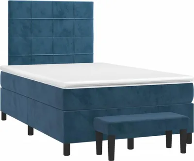 Produktbild von vidaXL Boxspringbett mit Matratze Dunkelblau 120x190 cm Samt