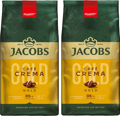 Produktbild von JACOBS Kaffeebohnen Expertenröstung Café Crema Gold ganze Bohnen geröstet 2x1 kg