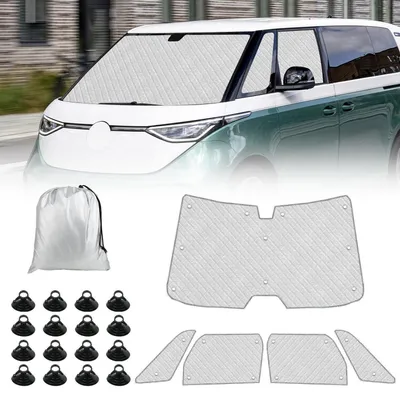 Obrázek produktu pro Termoizolační sada do kabiny vozidla, 5-dílná, pro VW ID. Buzz s krátkou karoserií (SWB), modely 2022-2026, pro ochranu proti slunci a izolaci