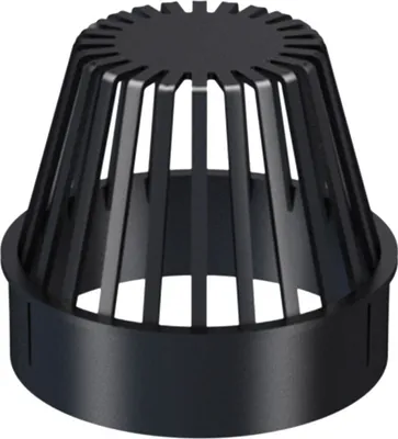 A black plastic drain cover for a flat roof.