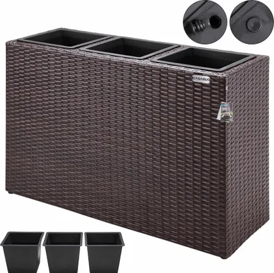 Zdjęcie produktu dla Zestaw donic rattanowych, brązowy, 83 x 30,5 x 60 cm, do użytku wewnątrz i na zewnątrz