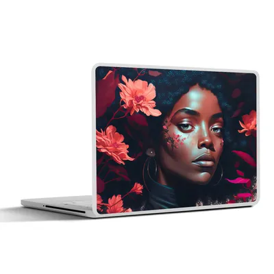 Produktbild von MuchoWow® Laptop Aufkleber Sticker Cover Blumen - Frau - Porträt - Illustration 30x21 cm - Sticker für Laptop - Selbstklebend