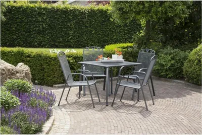 Produktbild von greemotion Gartenmöbelset Toulouse 5-teilig Gartenset Metall grau wetterfest