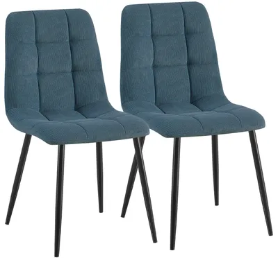 Produktbild von CLP 2er Set Esszimmerstühle Antibes Cordbezug gepolstert Rückenlehne bis 150 kg blau