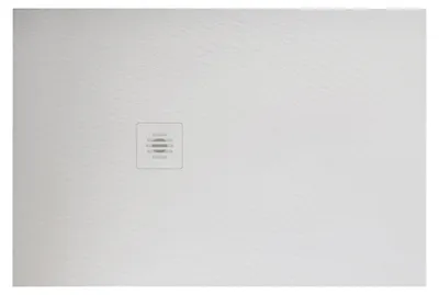 Produktbild von Duschspa 80x100x3cm Rechteck Duschwanne mit Plastik Ablaufabdeckung Ablaufgarnitur Weiß Schiefereffekt Duschtasse