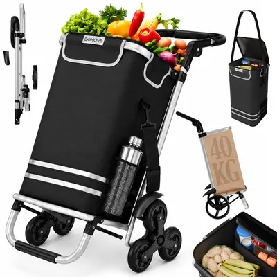 Produktbild von 24MOVE® Einkaufstrolley VEHLO 3in1 Trolley faltbarer Einkaufswagen mit Kühlfach, schwarz