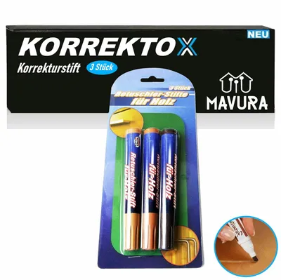 Produktbild von KORREKTOX Reparaturstift Korrekturstift Stift Möbel Holz Parkett Laminat Furnier [3er Set]