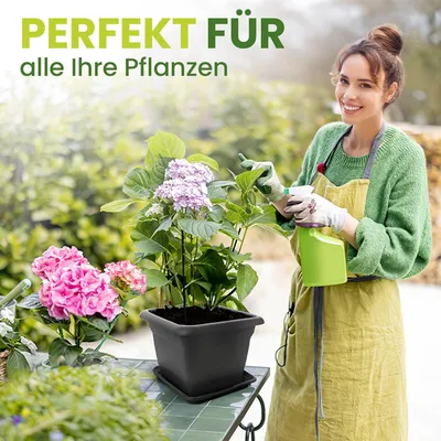 Obrázok produktu pre Kvetináč na paradajky 28 x 28 cm, 4 kusy, antracitová, s podmiskou, na balkón