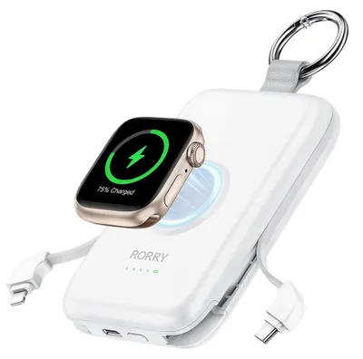 Productafbeelding van RORRY CharmGo Powerbank 10000mAh, 20W powerbank met geïntegreerde kabel