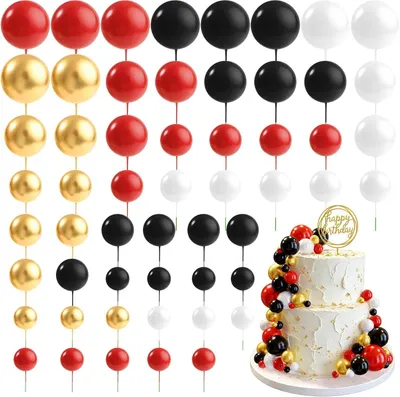 Image de Décorations pour gâteaux Tortenball, 55 pièces, de différentes tailles et couleurs, pour la décoration de gâteaux