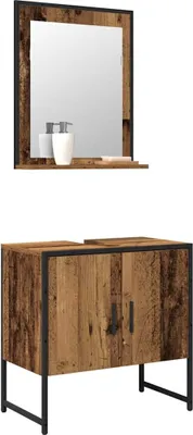 Obrázek produktu pro vidaXL Koupelnový nábytek set nástěnný 2 ks hnědý materiál na bázi dřeva