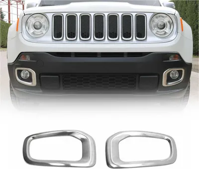 Image de Cadre Phare Antibrouillard pour Jeep Renegade 2014-2019 acier inox Chromé Foncé