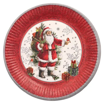 Produktbild von Runder Pappteller „HoHoHo“ 23 cm 10 Stück.