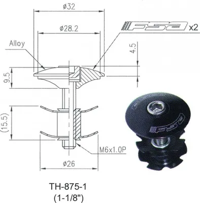 Produktbild von FSA Krallenmutterset 1 1/8 Zoll schwarz - sichere Gabelklemmung für Ahead-Ste...