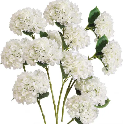 Image de Bouquet de fleurs d'hortensias artificielles, 15,4 pouces, 12 pièces, blanc, pour décoration intérieure