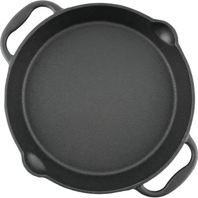 Obrázok produktu pre Liatinová grilovacia panvica 25 cm s rukoväťami a výlevkami - ideálna na grilovanie a servírovanie