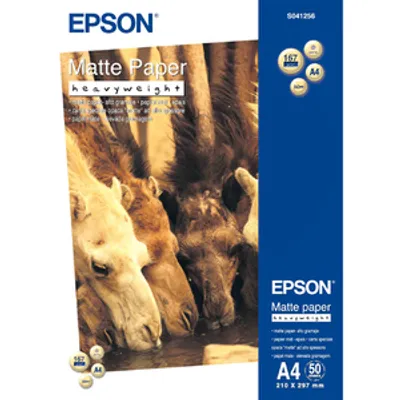 Produktbild von Epson S041256 Tintenstrahl Mattes Papier - Hochweiß - DIN DIN A4 - 210 mm x 297 mm - 167 g/m² Grammage - Matt - 50er Pack - wasserabweisend