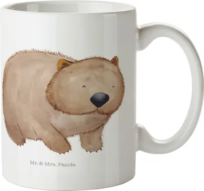 Produktbild von Mr. & Mrs. Panda Tasse Wombat - Weiß - Geschenk, Das Leben Ist schön, Kaffeebecher, Keramiktasse, Motivation, Becher, keramik, Kaffeetasse, Spruch, Lustige Sprüche