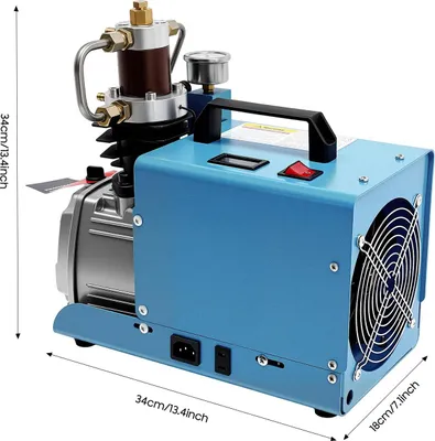 Zdjęcie produktu dla Elektryczna sprężarka PCP – sprężarka wysokociśnieniowa 300 bar – 1800 W – wydajność ok. 50 l/min – do butli do nurkowania i karabinów pneumatycznych – niebieska