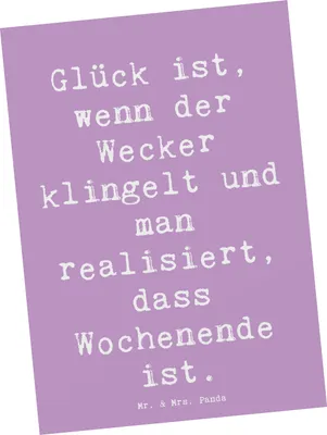 Produktbild von Mr. & Mrs. Panda Postkarte Spruch Glück am Wochenende - Lavendeltraum - Geschenk, Grußkarte, Gefühle, größte Freude, Ansichtskarte, Zitat, einzelkarte, Begeisterung