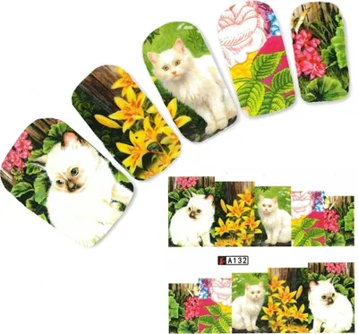 Produktbild von Tattoo Nail Art Katze Blumen Aufkleber Nagel Sticker