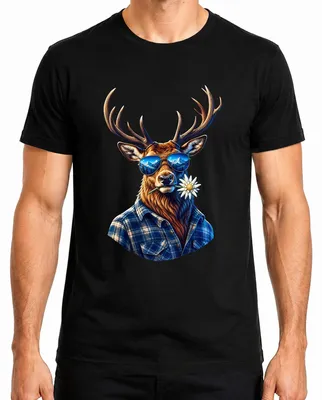 Produktbild von Hirsch Alpen Edelweiß Sonnenbrille Trachtenshirt Lederhose Dirndl Herren T-Shirt, Schwarz, S