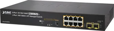 Produktbild von PLANET GS-4210-8P2S, Managed, Gigabit Ethernet (10/100/1000), Vollduplex, Power over Ethernet (PoE), Rack-Einbau, 1U