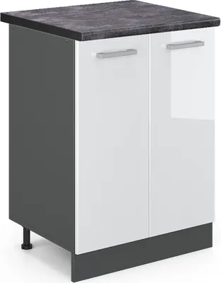 Produktbild von Küchenunterschrank Vicco R-Line Weiß Hochglanz 60 cm , AP Anthrazit, Model 46677
