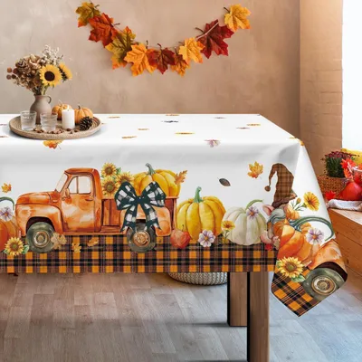 Obrázok produktu pre Obrus obdĺžnikový, 140 x 180 cm, polyester, motív: tekvica a škriatok