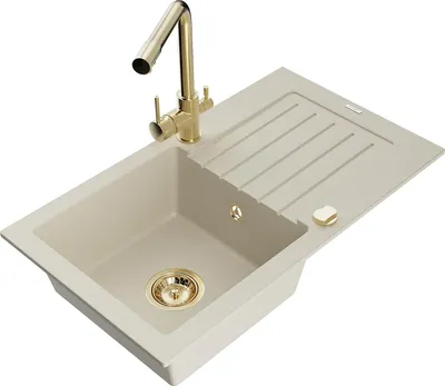 Produktbild von Mexen Pablo 1 Becken-Granitspüle mit Abtropffläche und Mischbatterie Duero, Beige - 6510-69-671600-50