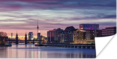 Produktbild von MuchoWow® Poster Skyline - Lissabon - Sonnenuntergang 80x40 cm - Wanddeko