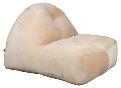 Loungesessel Tombag von Dutchbone in Beige mit geschwölbter Rückenlehne in Gesamtansicht.