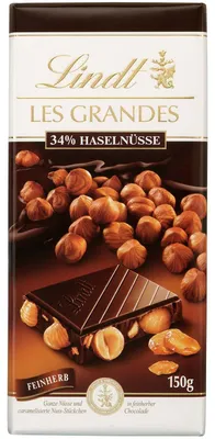 Produktbild von Lindt Les Grandes 34% Haselnüsse Feinherb Tafel 150g