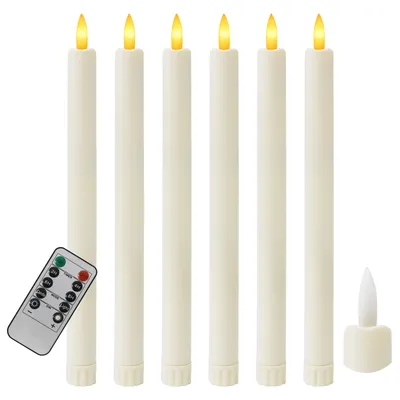 Produktbild von Led stabkerzen mit Fernbedienung 6 pcs Flammenlose Kerzen Tafelkerzenmit Timer Weihnachtskerzen Batteriebetrieben 3D-Dochtlicht für Hochzeit und Party