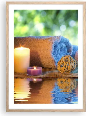 Produktbild von Gerahmtes Poster - Rahmen in heller Eiche - Natur Entspannung Spa Kerzen - 50x70 cm - Wand Bild - Wanddeko - Wandbilder - Wandposter - Bilderrahmen - Bilder - Kunstdruck - Wandbild - P2NPA50x70-2554