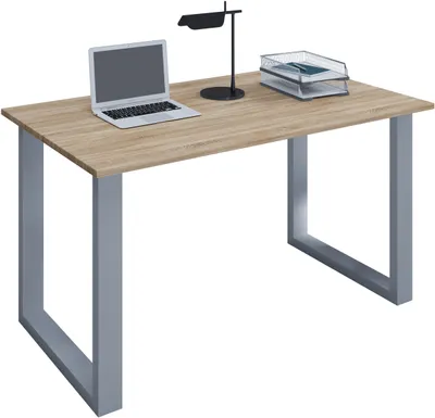 Produktbild von VCM Holz Schreibtisch | H. 76 x B. 140 x T. 50 cm | Computertisch schlicht | Füße aus hochwertigem Metall | Arbeitstisch | Büromöbel - Lona U
